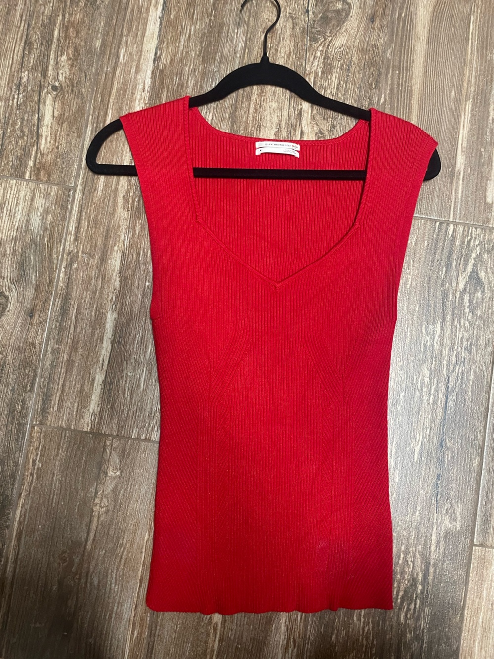 Anthropologie Red Ribbed Tank One-Piece Bodysuit